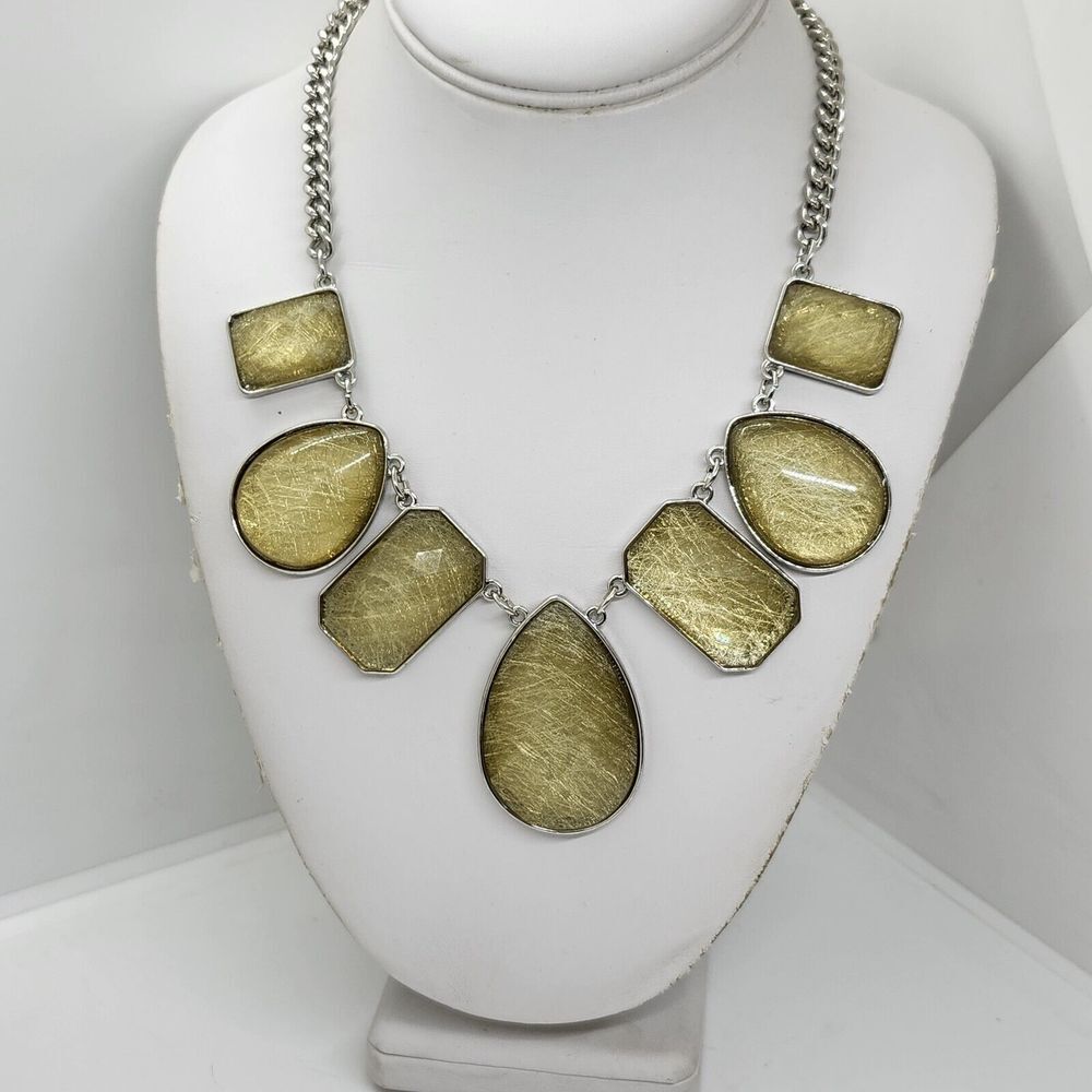 new‎ york and co Frosted Yellow Teardrop Statement Bib Necklace